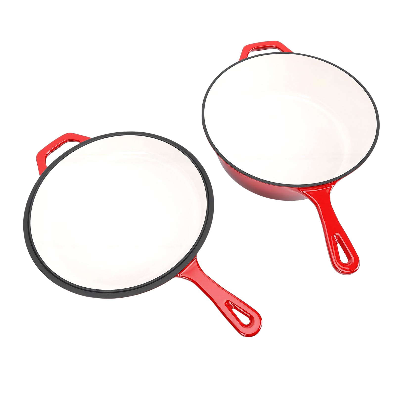 Cryfokt Horno Holandés, Cazuela de Hierro Fundido Versátil 2 en 1 de 4 Cuartos de Galón, Sartén Esmaltada con Tapa Incluida para Hornear Estofados, Asar, Apto para Horno