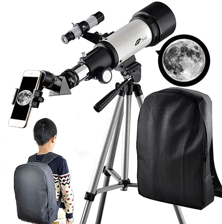 SOLOMARK Telescope 70mm Aperture 400mm AZ Mount Astronomical Refractor Portable Telescope for Kids and Beginners with Backpack,10mm Eyepiece Phone Adapter to View Moon and Planet