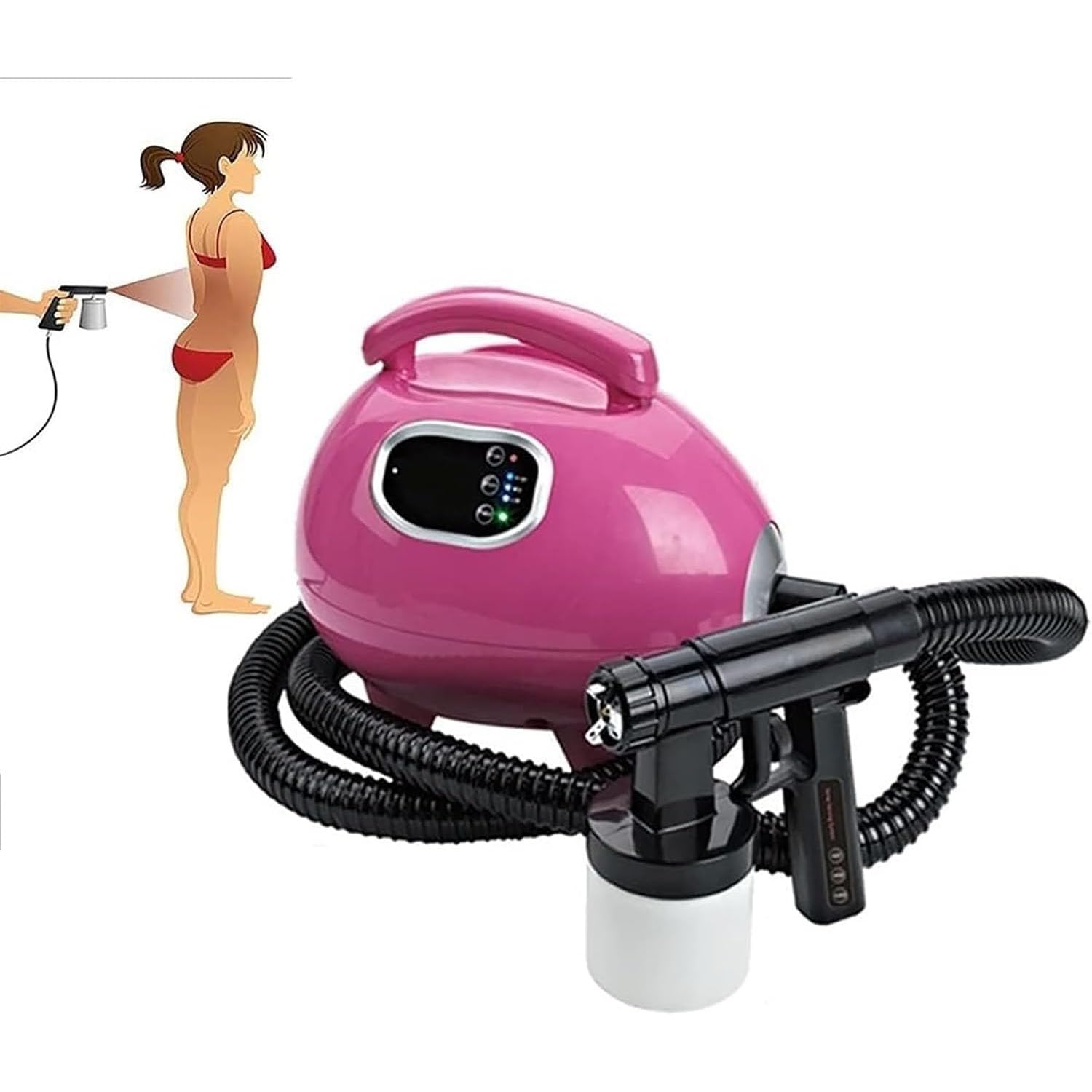 Kabellose Sprühbräunungsmaschine, tragbares Bräunungssystem mit 700 W Leistung, einstellbarer Airbrush und 3 Geschwindigkeitsstufen, inklusive 100 ml Wasserkocher für perfekten Strandglühen