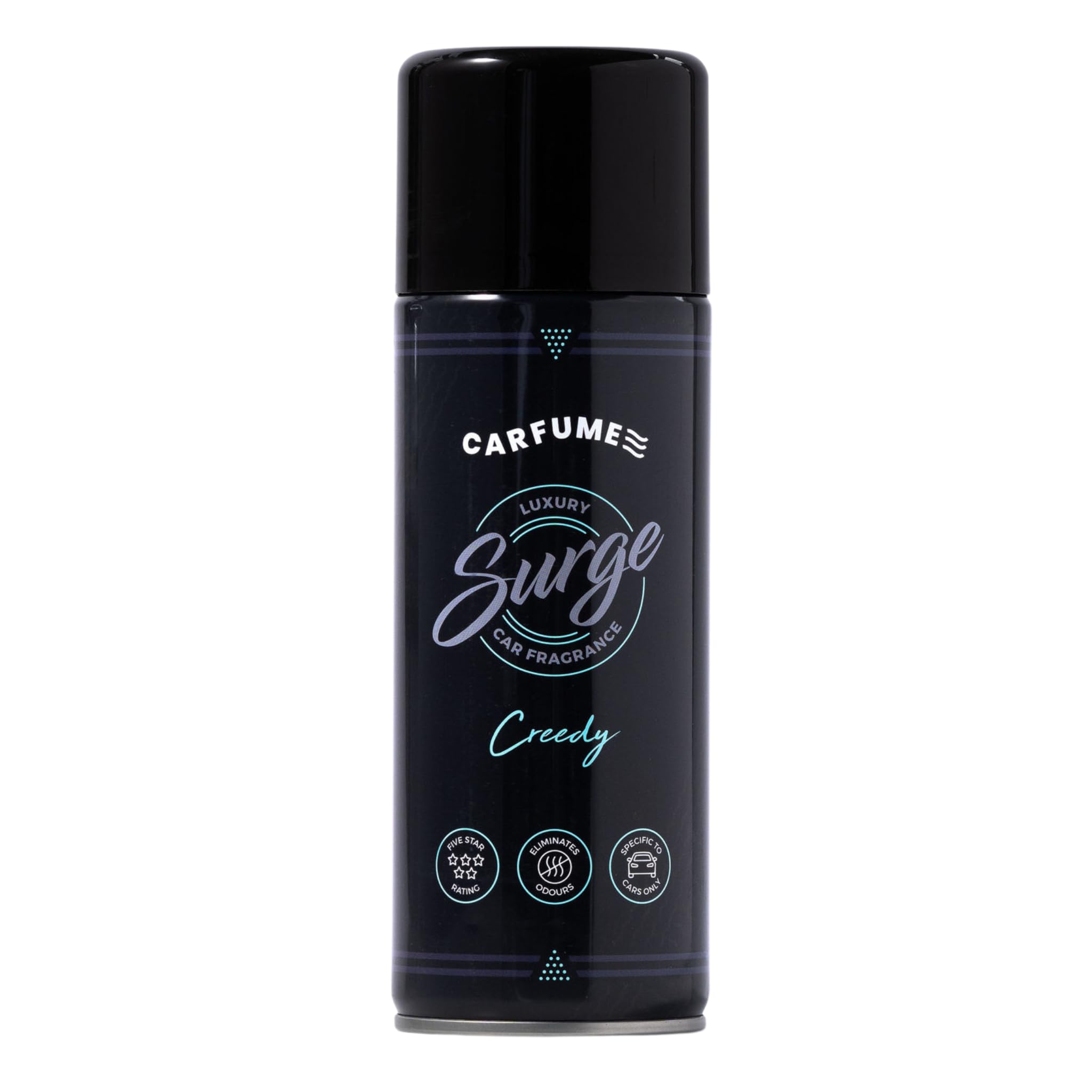 Carfume Creedy Surge Can Original | Premium Earthy Musk, Ambergris & Juniper Fragrance | Luxury Car Air Freshener Spray For Men - Odour Eliminator - UK Made Car Accessories