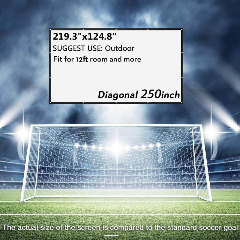 Image of QUARSON Upgraded 250 inch Projector Screen,4K 16:9 Portable Eyelet Premium Video Foldable Projection for HD Home Theater Cinema Anti-Crease Indoor Outdoor Office Classroom (553 cm (W) x311 cm (H))#