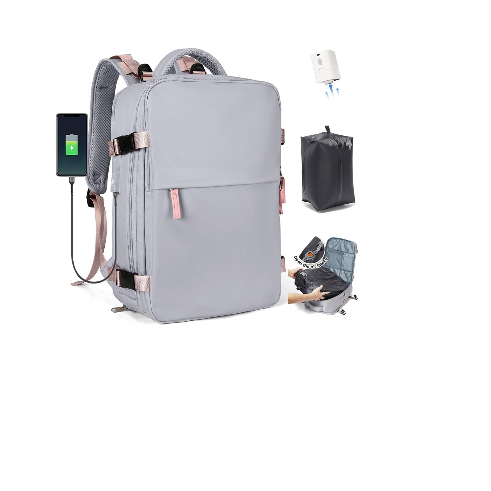 SZLX Zaino Ryanair 40x30x20 Sottovuoto Zaino da Viaggio 40x30x20 Wizzair Bagaglio a Mano Borse da Cabina per Easyjet Donna con Adatto a PC da 14 Pollici, Valigia con Sottovuoto