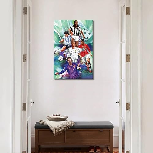 Miniatura 4 de TISHIRON Cristiano Ronaldo - Póster en lienzo para pared, cuadros de Maradona, pintura Messi, decoración del hogar para sala de estar, comedor,