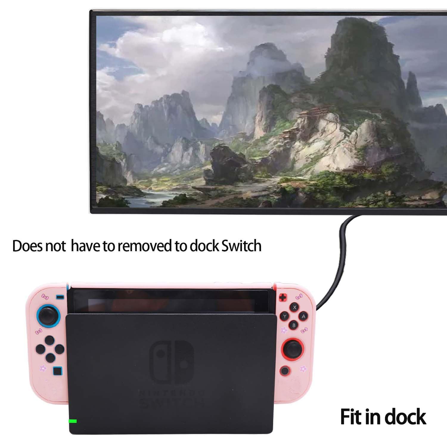 GUTIAL Accessories Bundle for Nintendo Switch - Cute Kawaii NS Accessories kit for Grils Boys Kids with Travel Carrying Case and Cartoon Dockable Protective Cover Case, Screen Protector, Stand - Pink