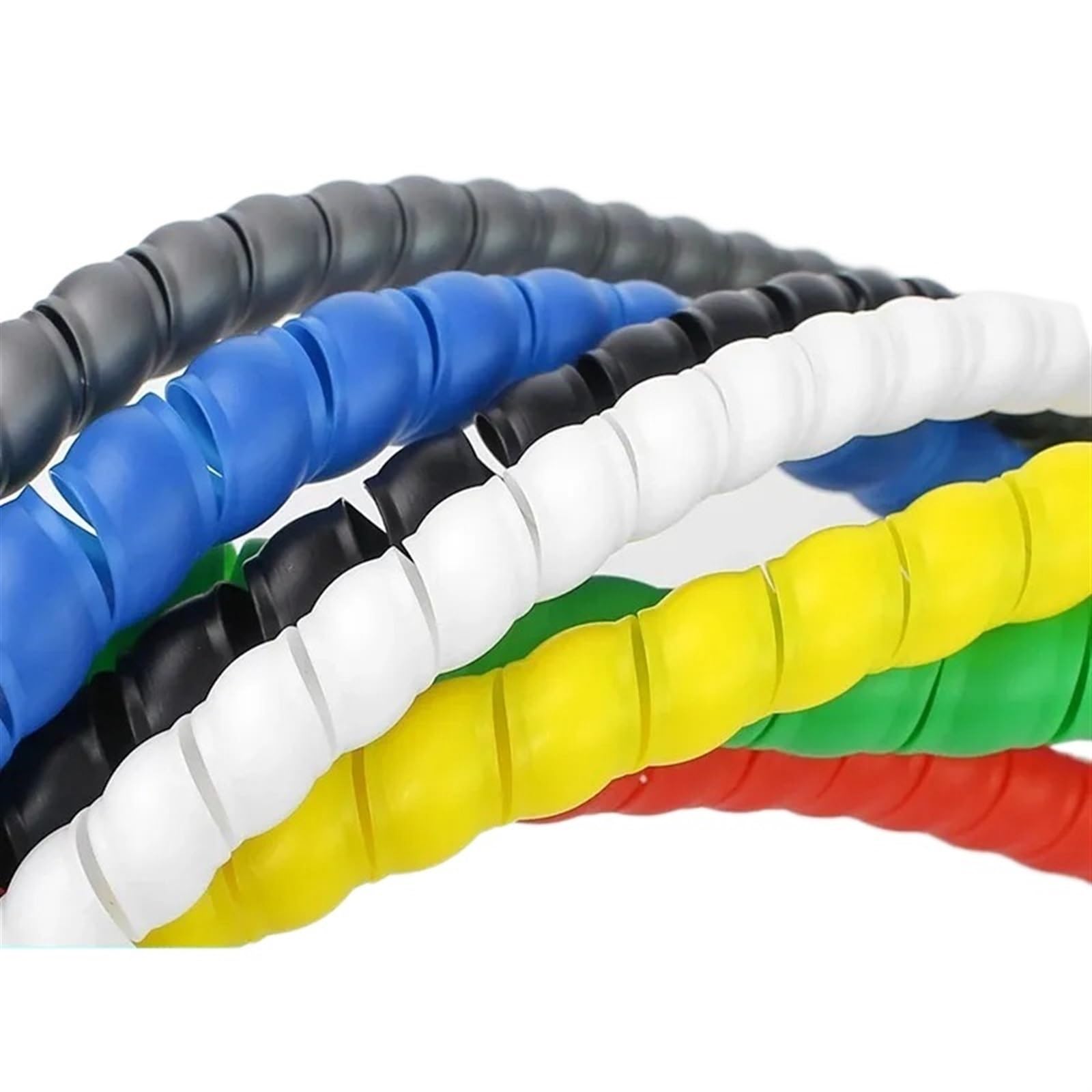 Tubo enrollador de Cables, Manguito Flexible for gestión de Cables en Espiral, 1 Metro(ID 8mm Black)