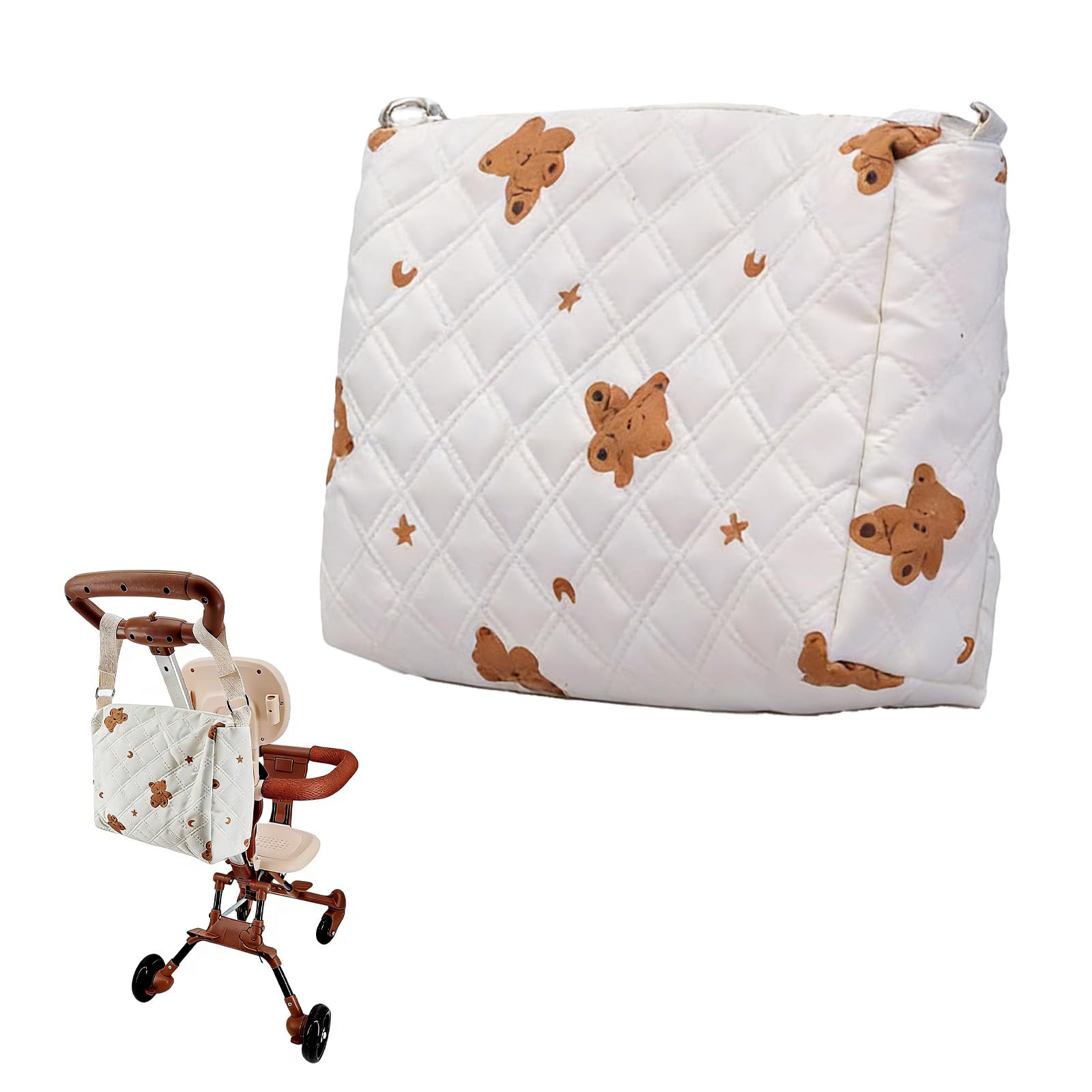 Borsa Mamma Elegante con Ricamo Carino, Borsa Universale per Passeggino, Leggera ma Spaziosa, Design Funzionale per Mamme Moderne, Perfetta per Fare Shopping, Gite e Mezzi Pubblici
