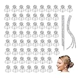 60 Pieces Rhinestone Crystal Twisters Set, Liubeili Hair Pin Silver Coil for Wedding, Bridal, Prom, Party and Special Occasion with Clear Container