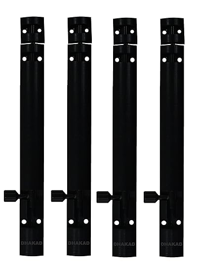 DHAKAD Tower Bolt 18 INCH Black Finish Stainless Steel ZYLO/Black Tower Bolt 18 INCH / 450 MM, Pack of 4 PCS