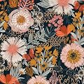 Simon&Siff Boho Peel and Stick Wallpaper Vintage Floral Wall Paper Navy/White/Orange/Pink 17.7 x 80in Removable Contact Paper for Bedroom Cabinets Shelf Drawers Renter Friendly