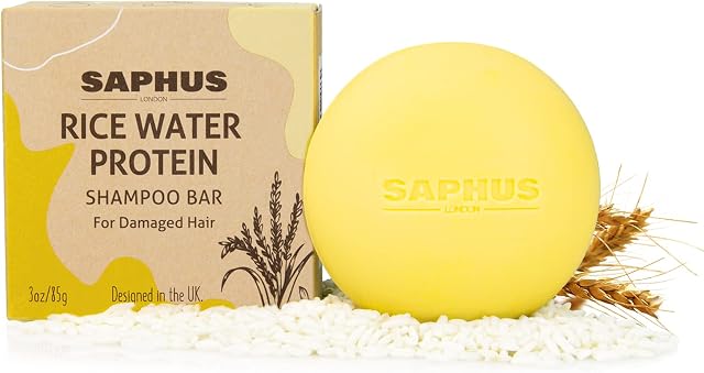 Rice Shampoo Bar Soap for Hair Loss, 2 in 1 Rice Water Shampoo Bar for Hair Growth and Moisturizing, pH Balance Solid Shampoo Bar for Coloured Hair, Vegan, Eco Friendly, Zero waste, Plastic Free, 85g