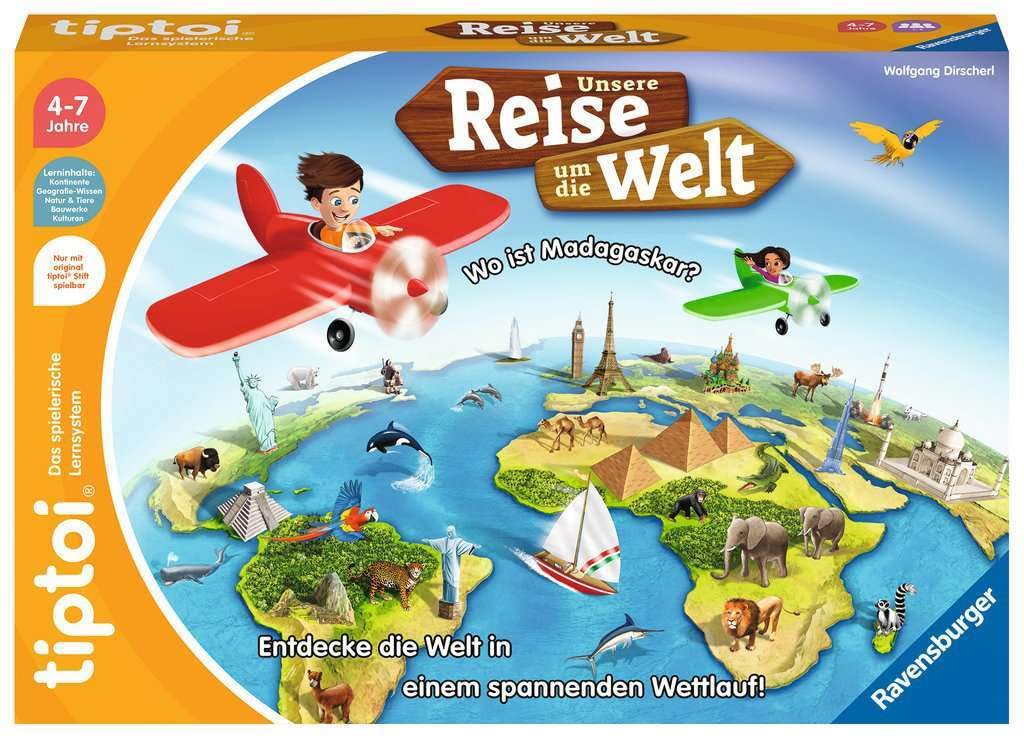 Ravensburger tiptoi Spiel 00117 Our Journey Around the World Educational Game from 4 Years, Educational Geography Game for Boys and Girls, for 1-4 Players