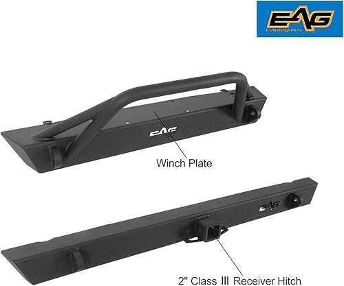 Miniatura 5 de EAG Parachoques delantero y trasero Combo negro texturizado Offroad apto para Wrangler TJ YJ 87-06