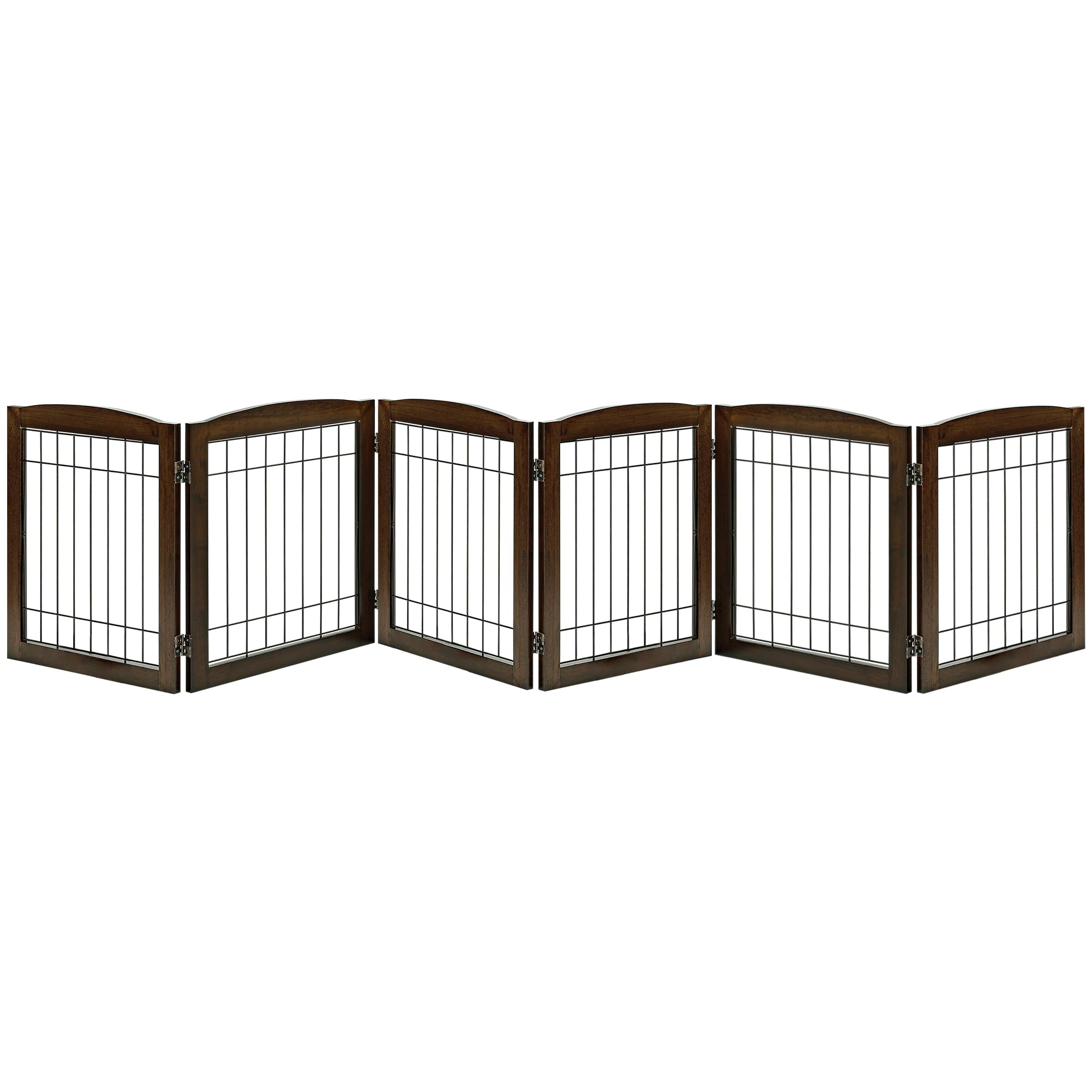 LZRS Sturdy Wood Pet Gate, Freestanding Wire Pet Dog Gate Safety Fence