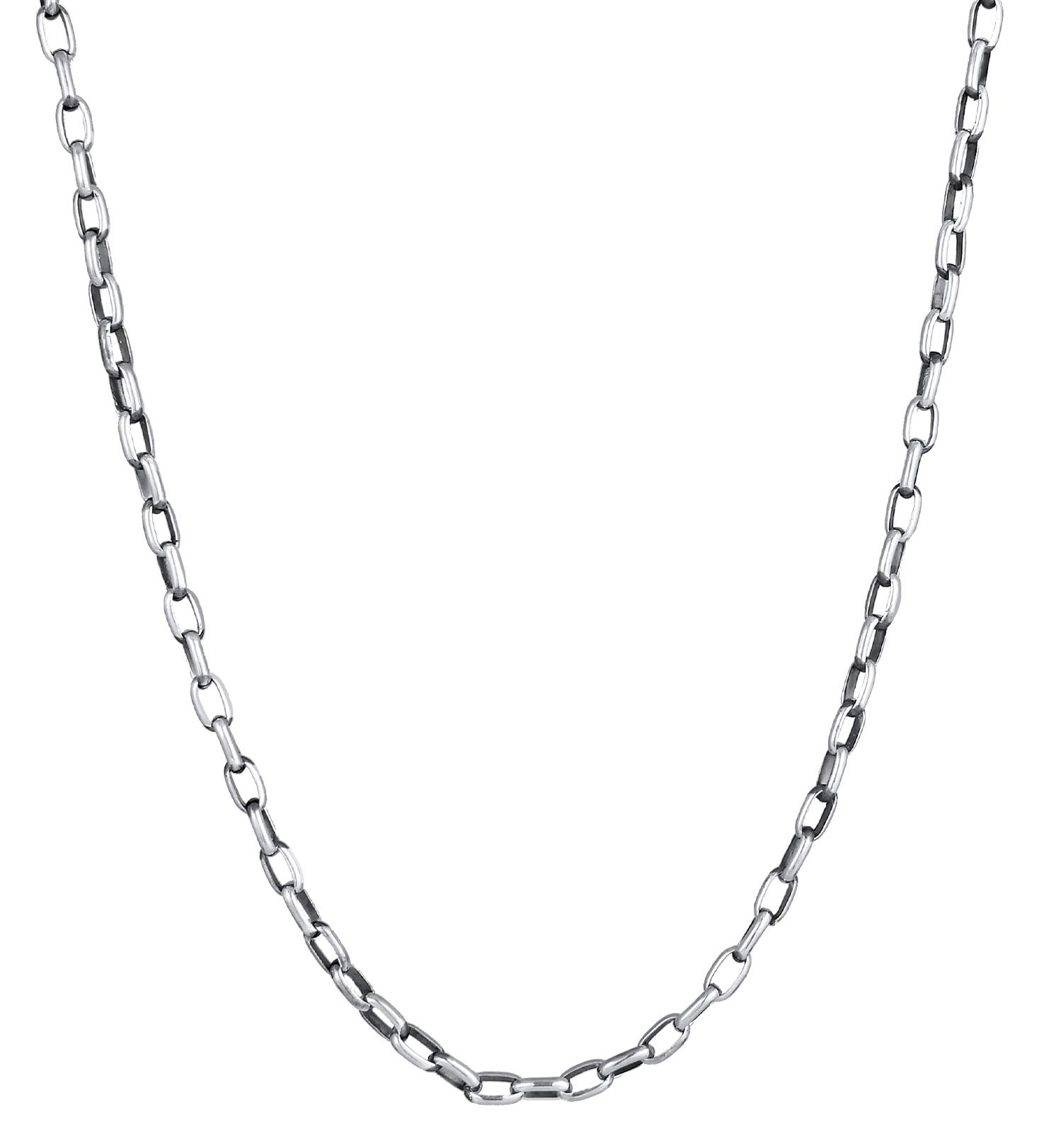 Kuzzoi Collar de hombre con eslabones de ancla redondos para colgantes, cadena de eslabones sólidos para hombres ennegrecidos en plata esterlina 925, longitud 60cm