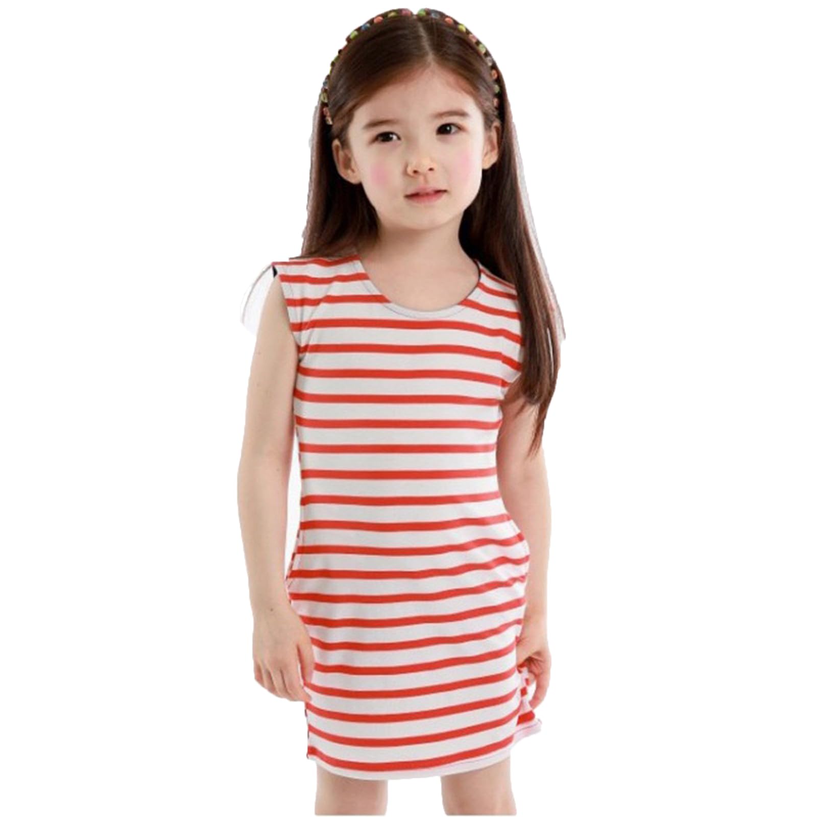 Toddler Girls Summer Cotton T Shirt Dress for Girls Blue Hot Pink Casual Tshirt Dress Clothes with Pocket