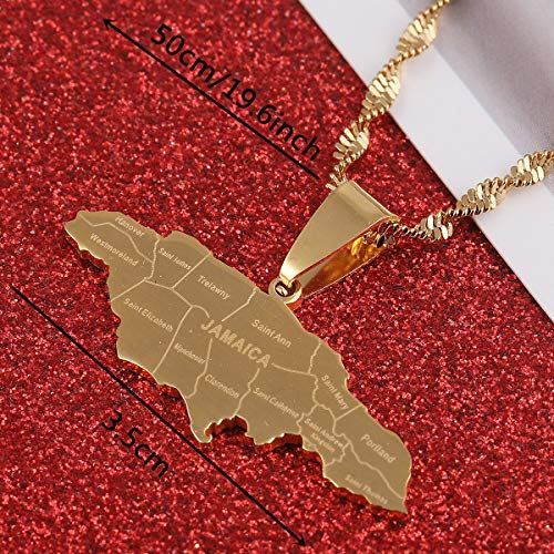 BR Gold Jewelry Stainless Steel Map of Jamaica With City Pendant Necklaces for Women2