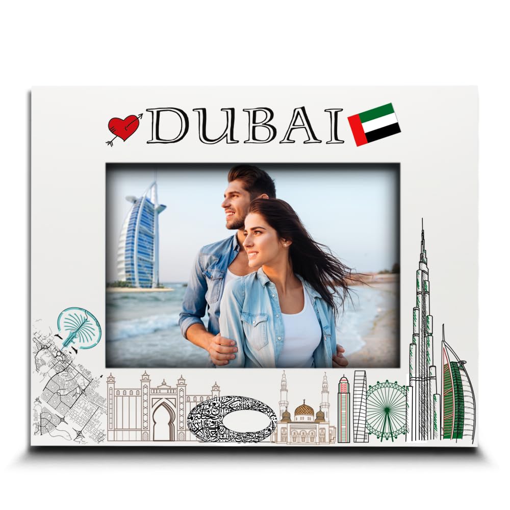 BELLA BUSTA-Dubai Picture frame-Wedding, Engaged, Honeymoon, Vacation in Dubai- UV Print Dubai symbols Design set (5x7 Horizontal)