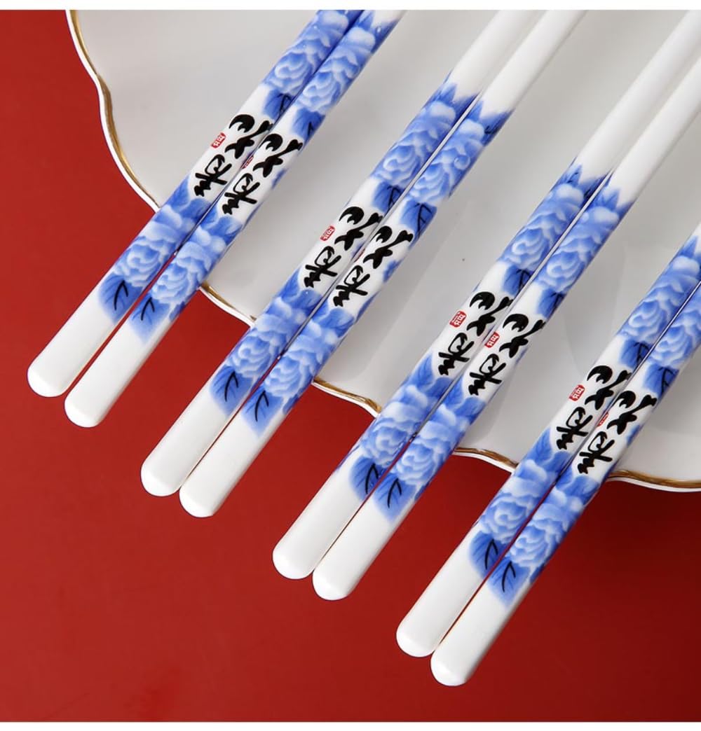 Baguettes baguettes chinoises Baguettes de cuisine, 10 paires de baguettes en céramique Jingdezhen, baguettes ménagères à haute température