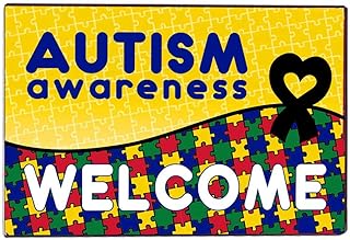VictoryStore Home Accessories: Autism Awareness Door Mat 24 inches x 36 inches (Puzzle Pieces)