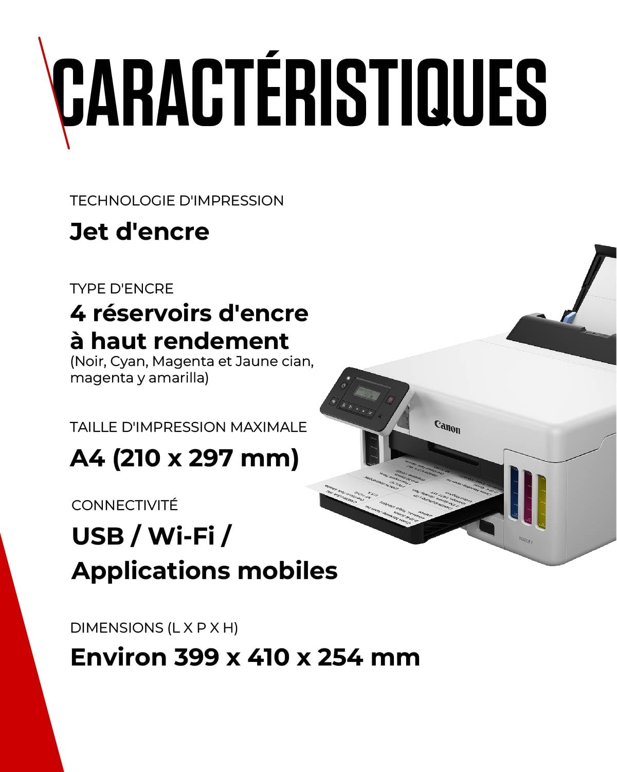 Canon MAXIFY GX5050 Imprimante A4 Couleur pour la Maison et Le Bureau, Imprimante Jet d'encre MegaTank, Connectivité Wi-FI, Ethernet et USB