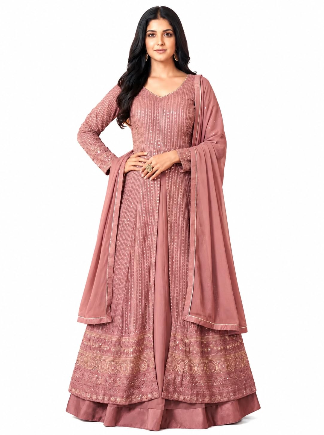 Women's Maxi Anarkali Dress (122-PINK_Pink_Free Size)-image-32