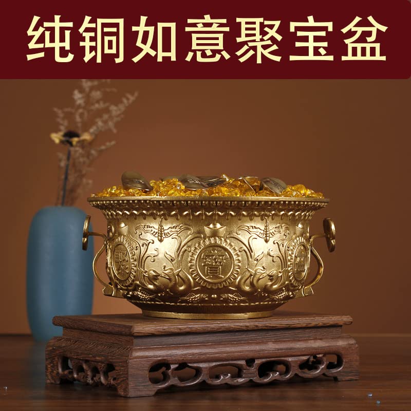 Amazon.com: 纯铜聚宝盆摆件实心铜盆铜客厅店铺办公室开业礼品