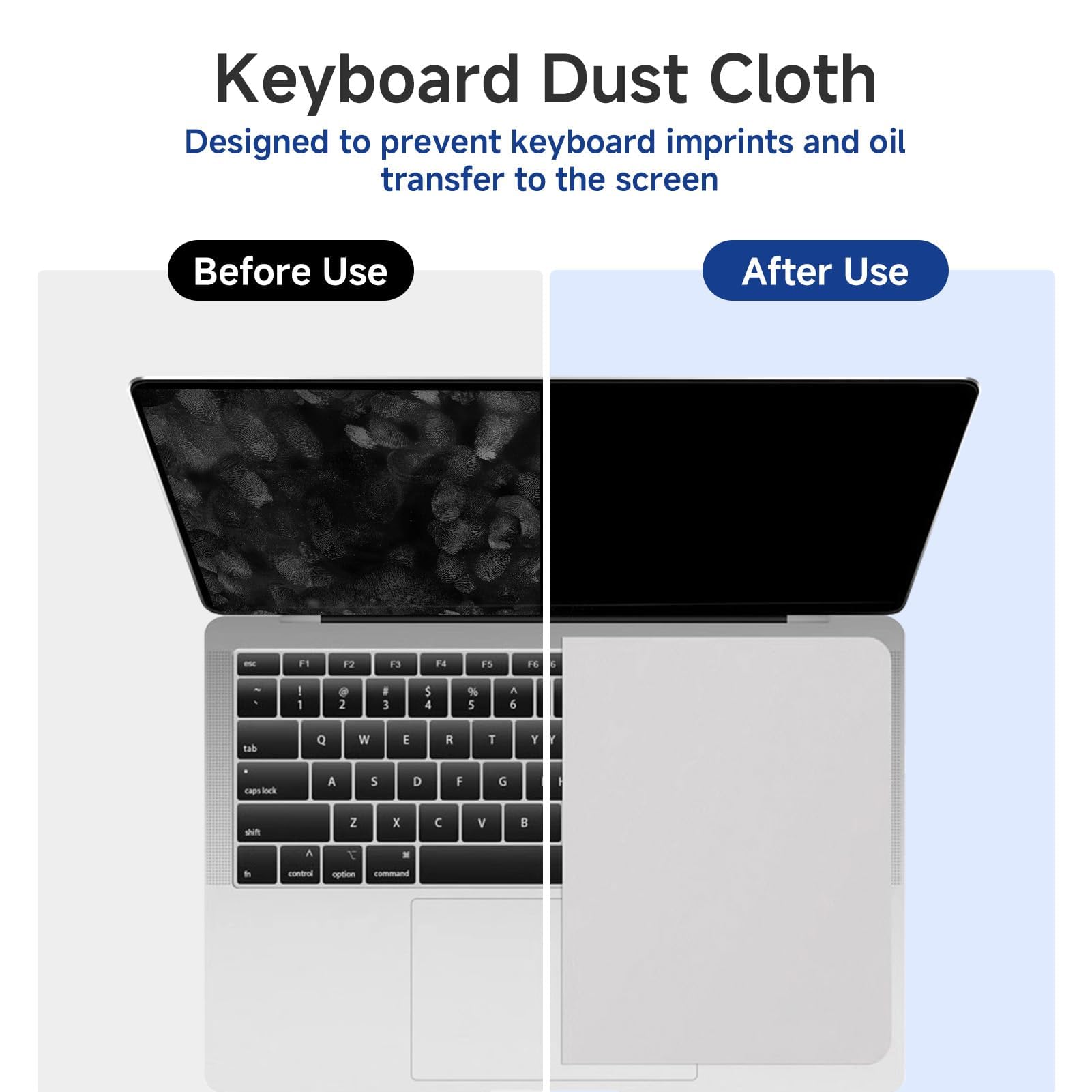 2 Piezas Protector de Teclado, Protector de Pantalla para Teclado, Película de Microfibra de 0,4 mm, Antihuellas, Impermeable, Lavable, Compatible con MacBook Pro de 13"/14"