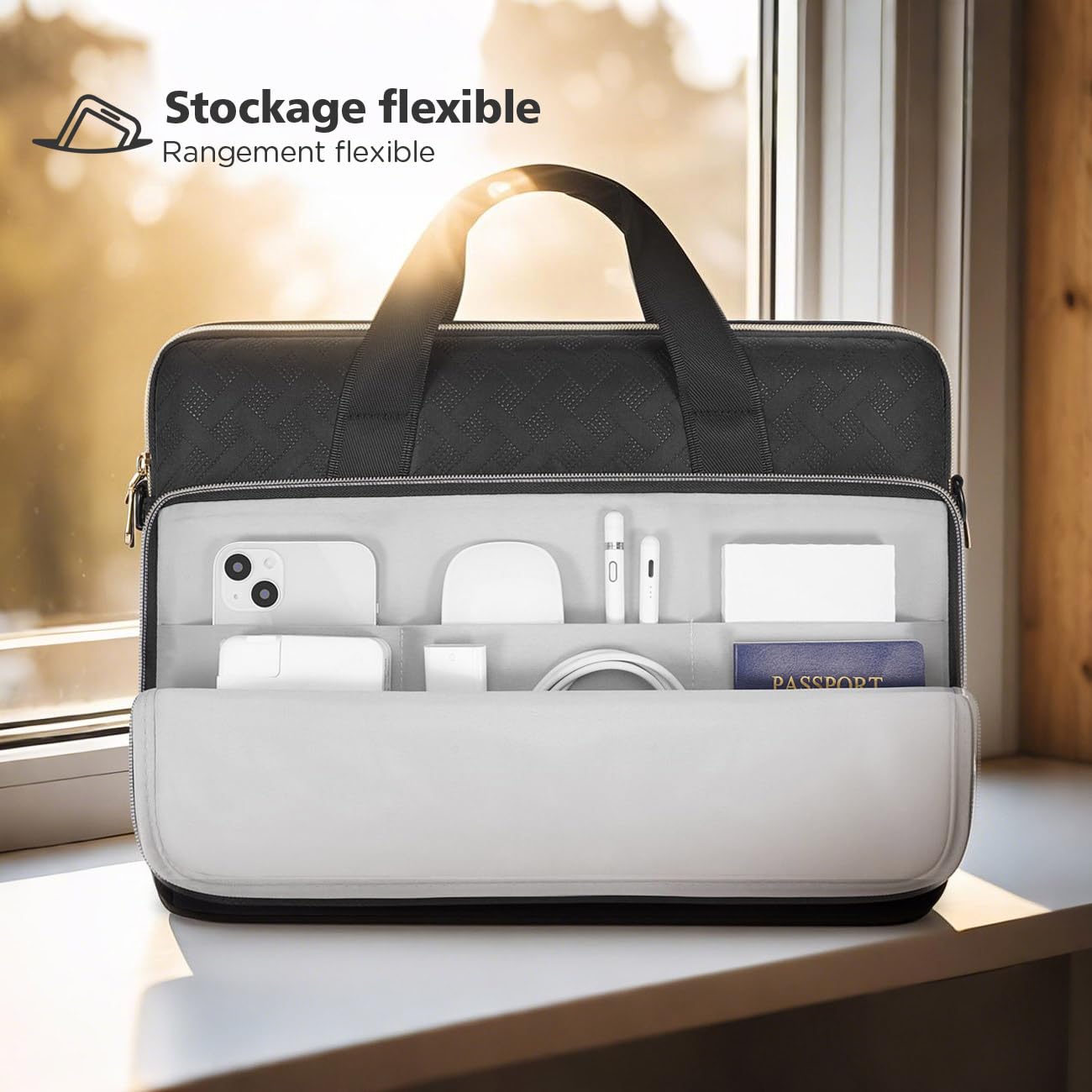 NIDOO 17,3 Pouces Sacoche Ordinateur Portable Sac à Bandoulière Sac a Main PC Mallette de Protection pour 17.3" IdeaPad 3 Gen 7/ Legion 5 5i/ ThinkPad P17/ ENVY Laptop 17/ ZenBook Pro 17/ LG gram 17