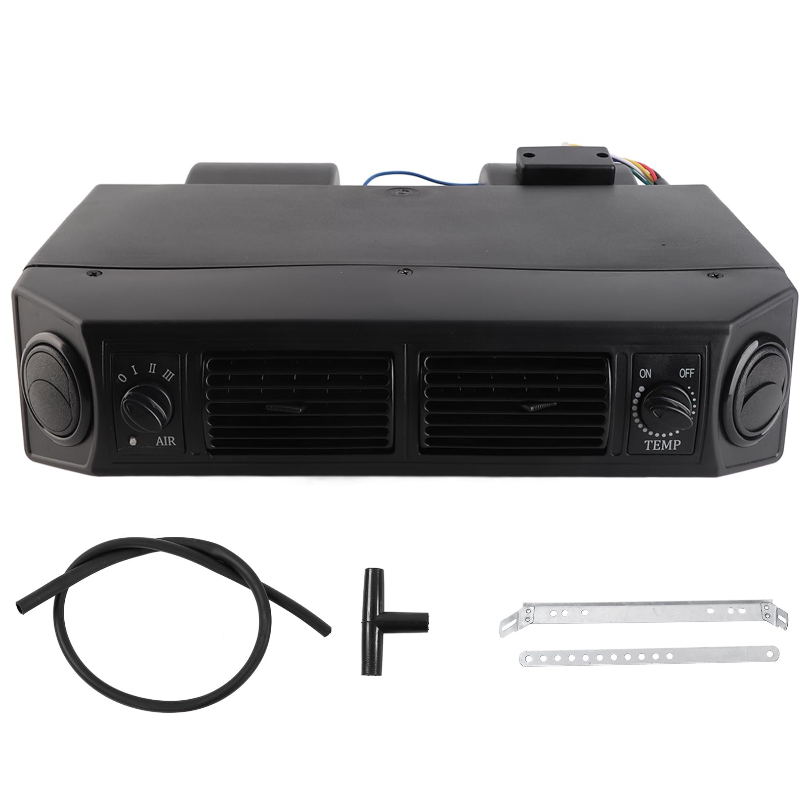 Under Dash AC Evaporator Kit, 12V Air Conditioning Cooling Unit 3-Speed Blower Airflow Universal for Car Truck RV with Hose Fittings