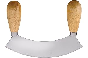 HIC Kitchen's Mezzaluna Rocking Vegetable Chopper and Mincing Knife - Salad Chopper Blade