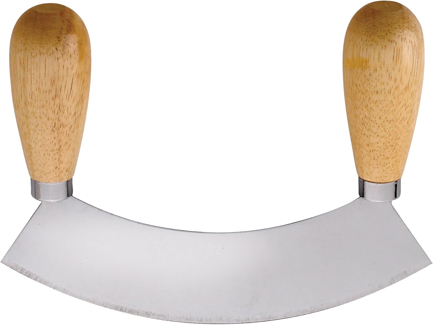 HIC Kitchen Mezzaluna Rocking Chopper and Mincing Knife with Double Handles, Stainless Steel and Rubberwood HIC Kitchen Mezzaluna Rocking Chopper and Mincing Knife with Double Handles, Stainless Steel and Rubberwood