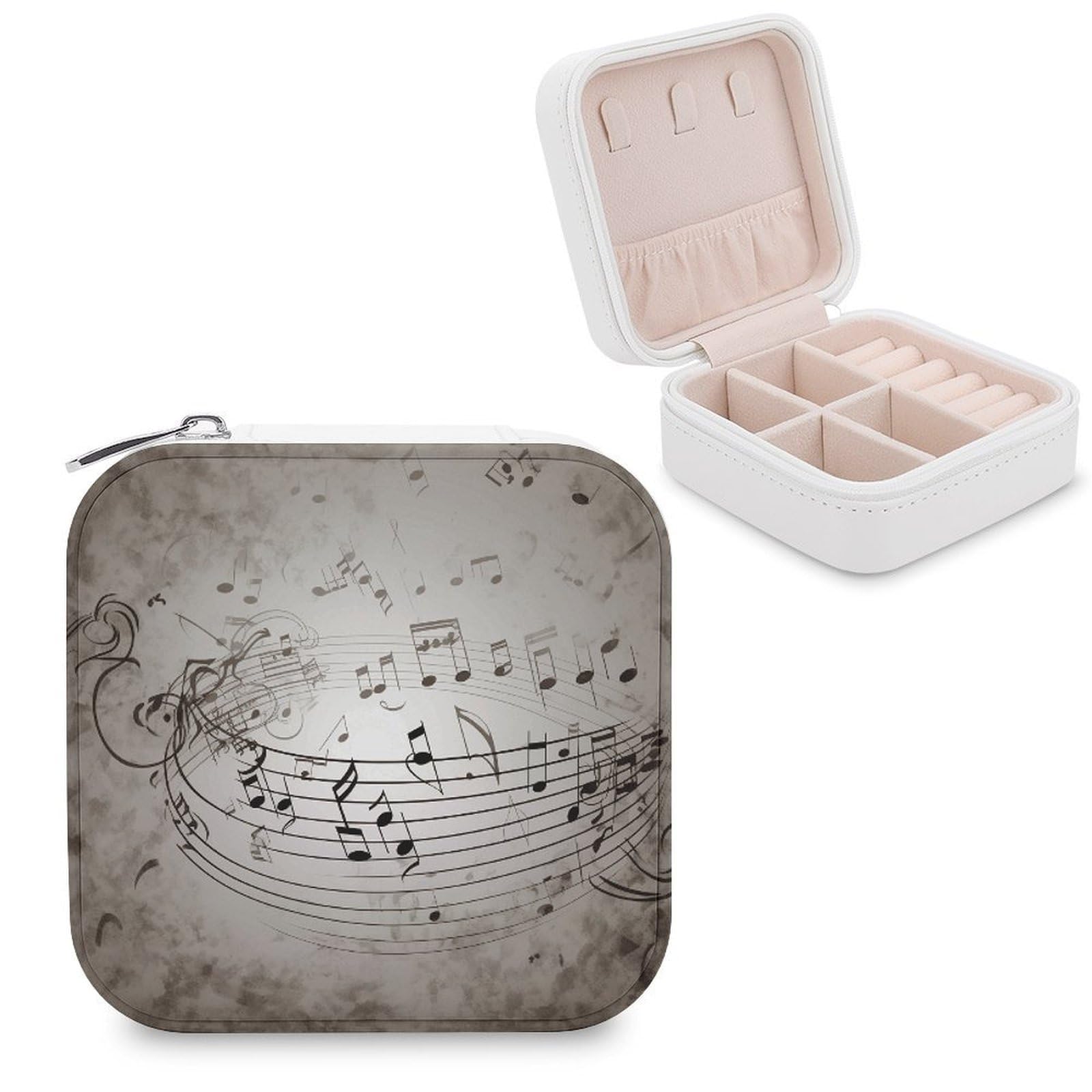 VstaDank Music Note Wall Jewelry Box Exquisite Leather Jewelry Organizer Portable Trinket Organizer Fashion Travel Jewelry Case for Rings Earrings Necklaces Unique Gifts for Women
