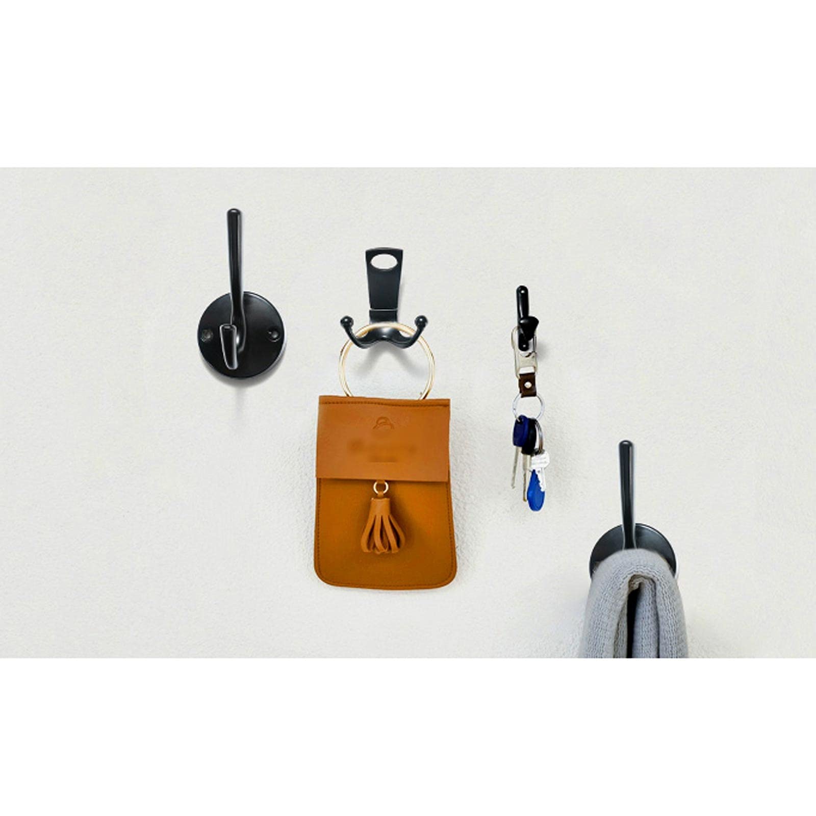 Kleiderhaken 8 Packung Wandmontierte Metallmantelhaken montierte Haken mit Schrauben Utility Haken for Mantel, Schal, Tasche, Handtuch, Schlüssel, Kappe, Tasse, Hut (schwarz) Wandhaken Wandgarderobe (