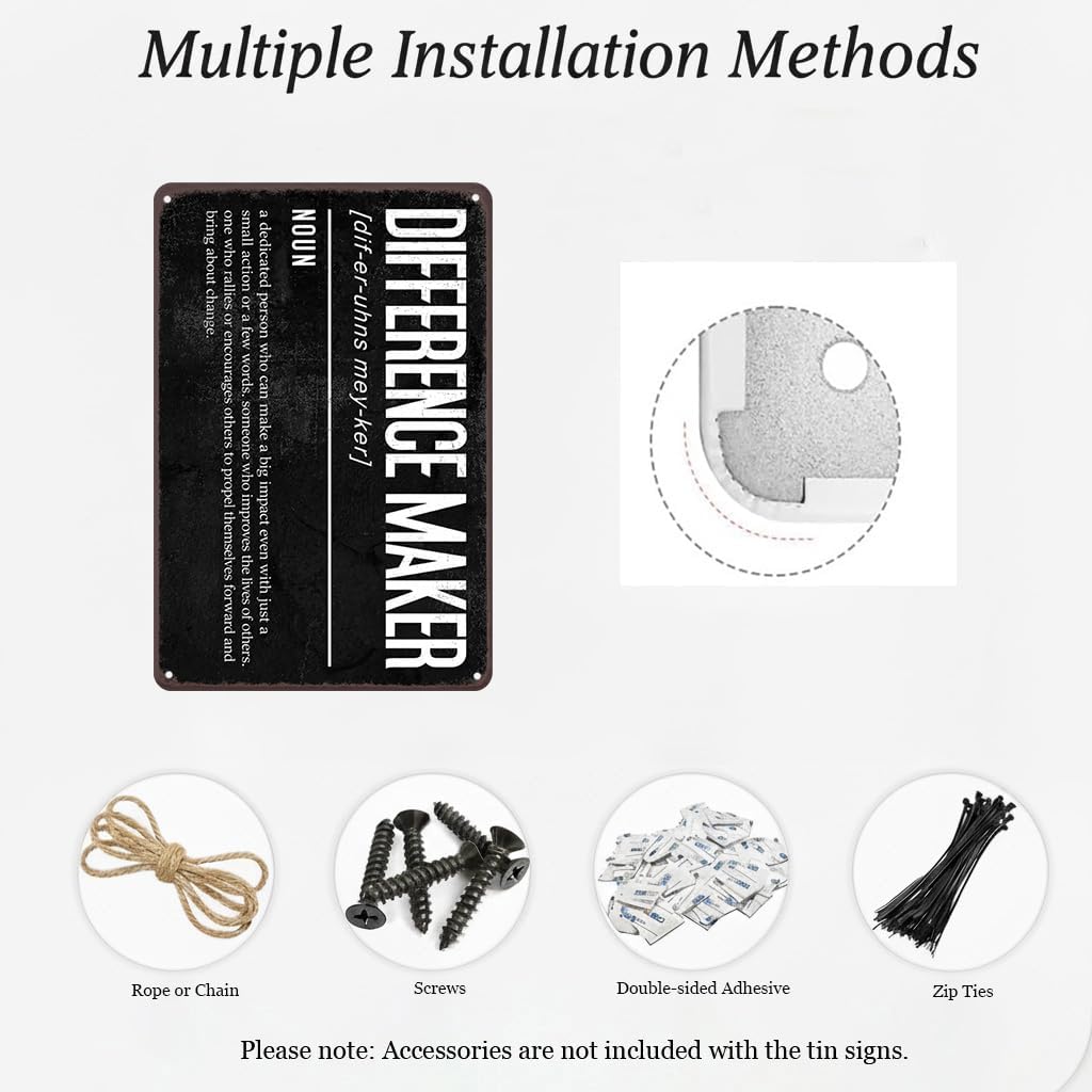 Difference Maker Metal Sign – Inspirational Office Wall Decor, Motivational Quote Tin Sign for Manager, Teacher, Coach, Leader, Home Office Decorations, 8x12 Inch - Image 6