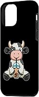 Vista 2 de iPhone 12 mini vaca beber té de burbujas lindos animales con estuche de té Boba