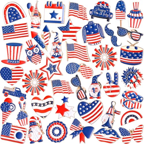 Image of Giegxin 40 Pcs American Flag Pins Bulk Veteran Lapel Pins Gift American Flag USA Brooch for Backpacks Red White and Blue Brooch Military Gift for Clothes Bags Accessories