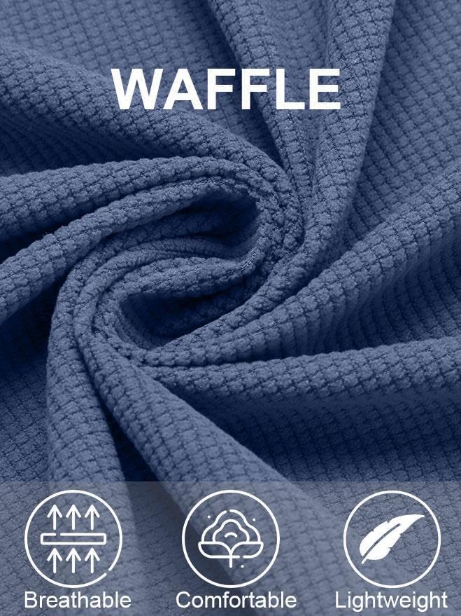 COOFANDY Men's Button Down Waffle Shirt Jacket Casual Long Sleeve Shacket Lightweight Overshirts with Flap Pockets - Image 4