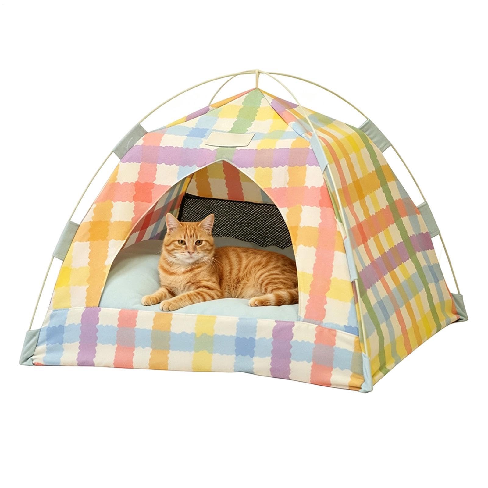 Tenda per Gatti Traspirante e Ventilata Rifugio Caverna Pieghevole con Rete | Tenda Gatti Da Interno Casa, Soggiorno, Appartamento, Dormitorio, Patio, Balcone e