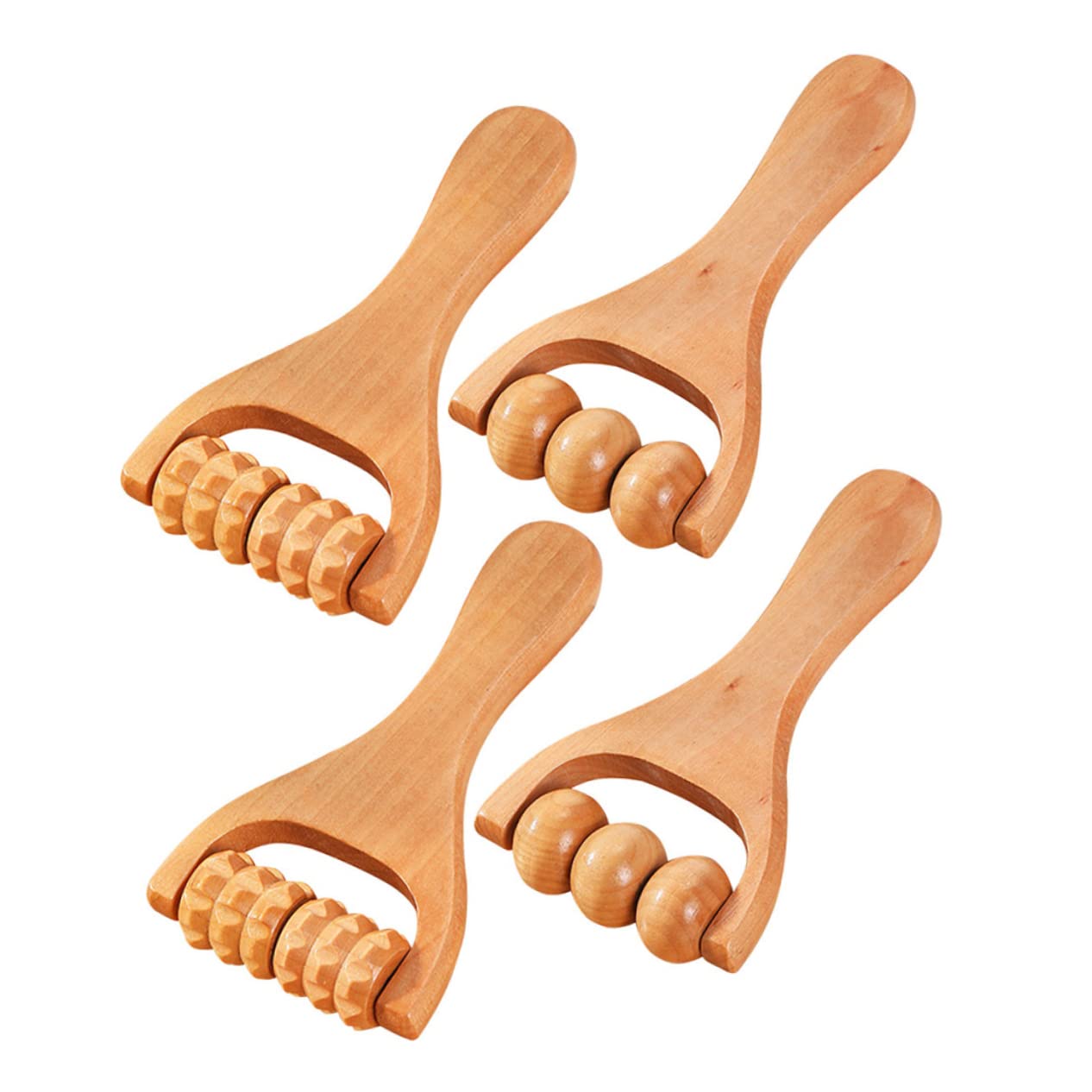 KOMBIUDA Manual Massager 4pcs Wood Rollers Hip Massager Foot Wood Roller Forearm Roller Hand Massage Tool