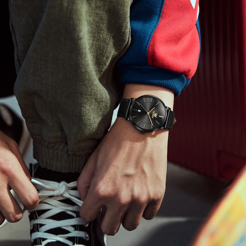 OLEVS Mens Watches Mens Leather Watch Ultra Thin Watches for Men Minimalist Watch with Leather Band Quartz Analog Dress Casual Simple Lightweight relojes para Hombres - Image 8