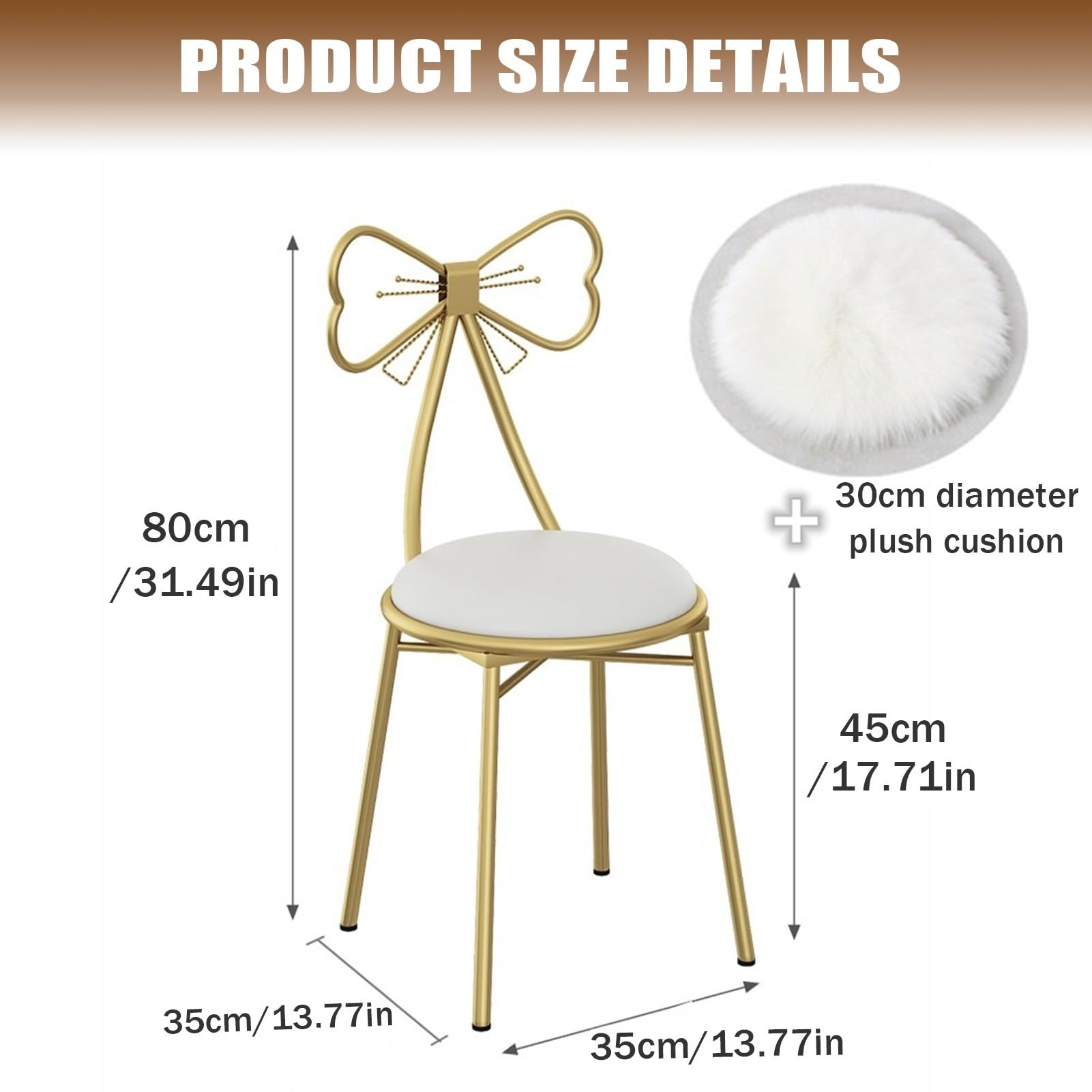 Silla de maquillaje con patas doradas, diseño de mariposa de metal rosa, cómoda silla de vestir para habitación de niñas o tienda de ropa
