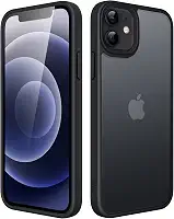 JETech Capa Fosca para iPhone 12/12 Pro 6,1 Polegadas, Case Proteção Contra Quedas à Prova de Choque, Capinha Traseira Translúcida Fosca para Telefone, Anti-Impressão Digital (Preto)
