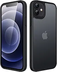 JETech Capa Fosca para iPhone 12/12 Pro 6,1 Polegadas, Case Proteção Contra Quedas à Prova de Choque, Capinha Traseira Translúcida Fosca para Telefone, Anti-Impressão Digital (Preto)
