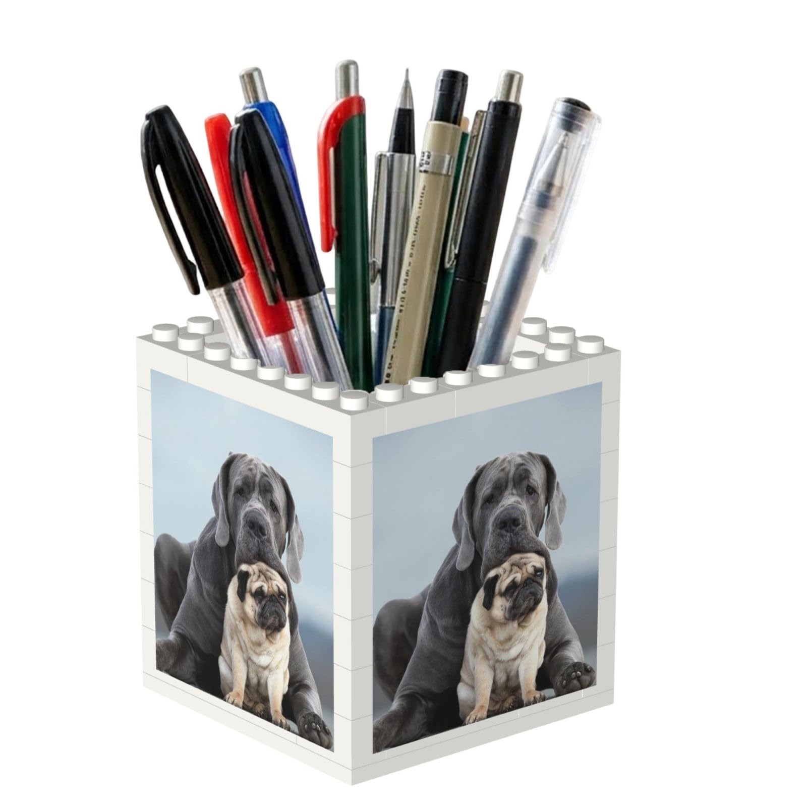 Poadnly Cane Corso Dogs Pug Friendship Concepts, Pen Pot Pencil Holder for Office Home School, Compact Desk Organiser for Office Stationery