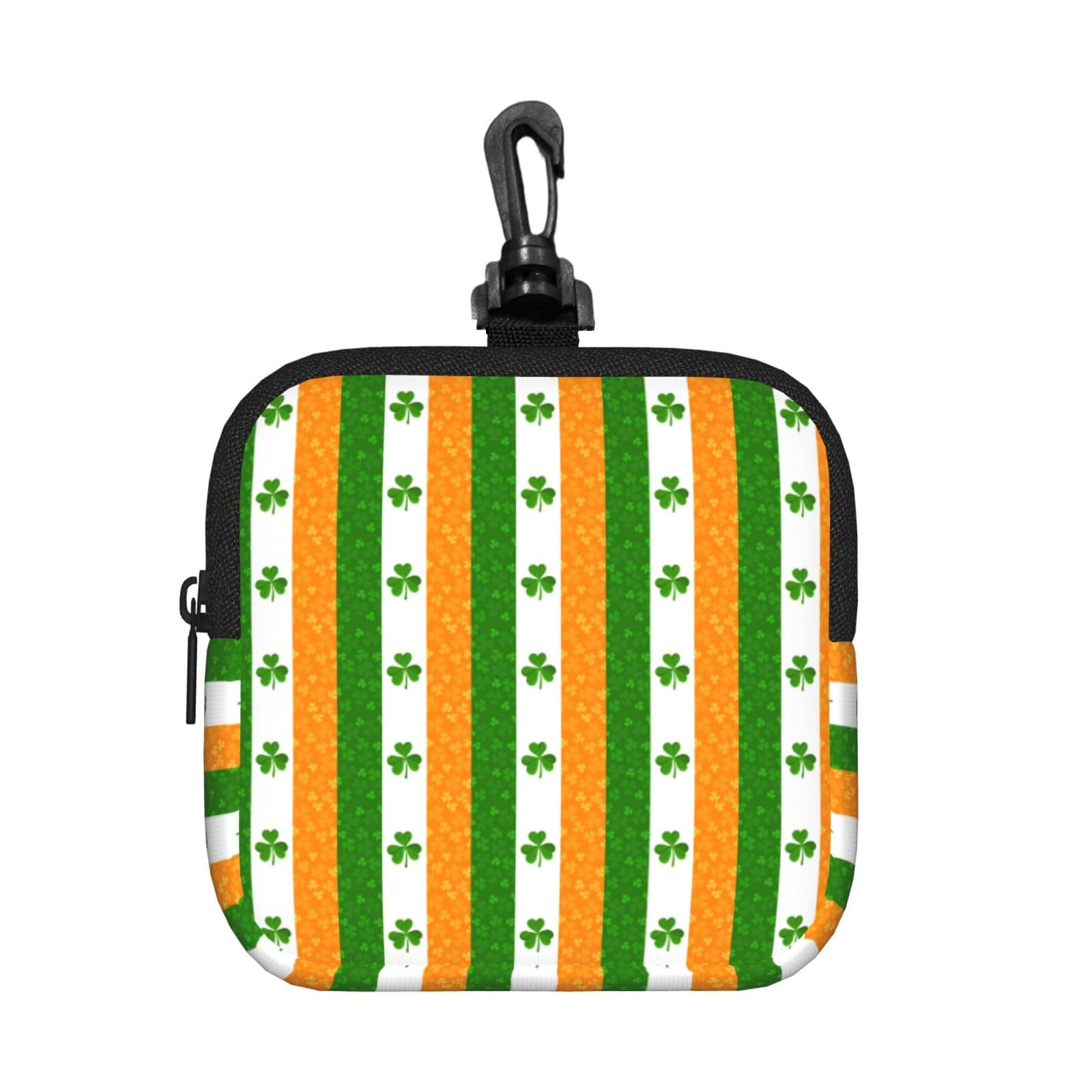 Ercgad Unisex Black Irish Flag Print Square Storage Bag Travel Toiletry Cosmetic Organizer Pouch Lightweight Reusable