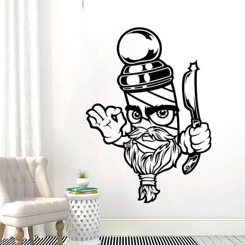 Barbershop Wall Decals Hair Shop Design Barber Scissors Shave Stickers Vinyl Haircut Wallstickers Home Decor Murals 55x77CM