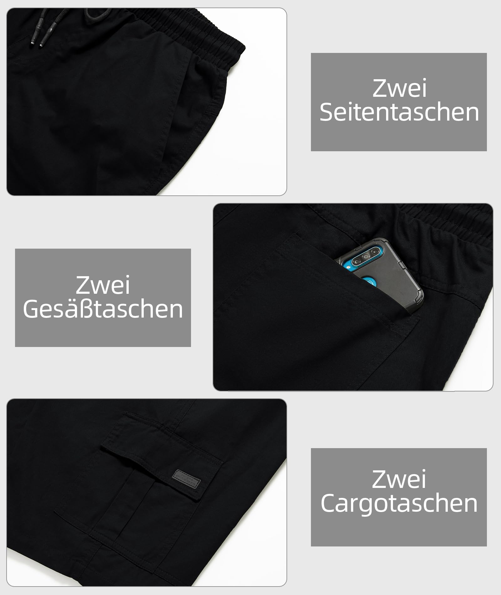 JACKETOWN Pantaloncini Uomo Pantaloncini Cargo Uomo Bermuda in Cotone Pantaloni Casual Estivi Elasticizzati in Vita con Tasche