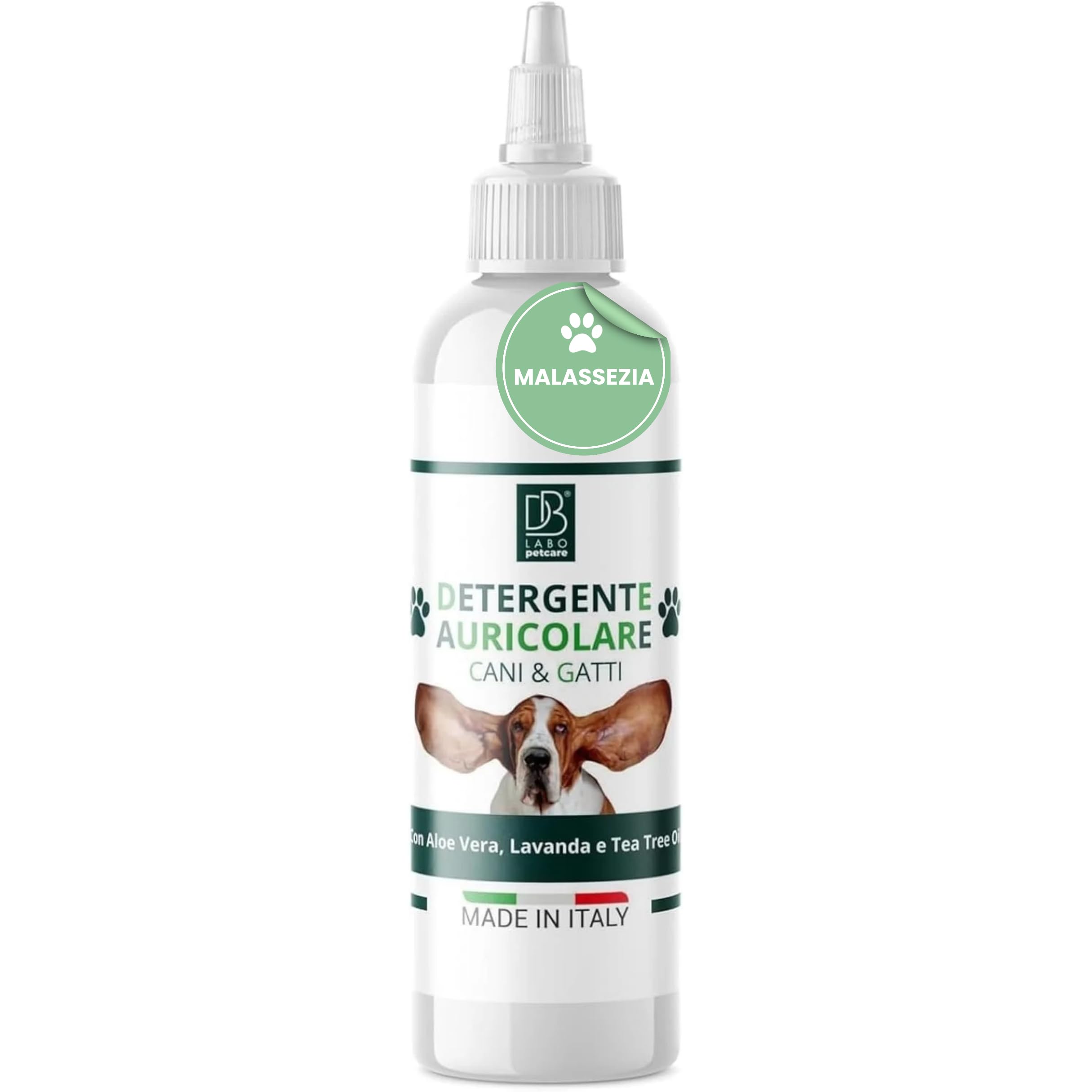 DB Labo Pulizia Orecchie Cane e Gatto, 50 ml, per Malassezia Cane | Sciogli Cerume e Rimuovi Acari Orecchie Gatto e Cane con Aloe Vera, Tea Tree Oil, Lavanda, PH Bilanciato Ingredienti Naturali