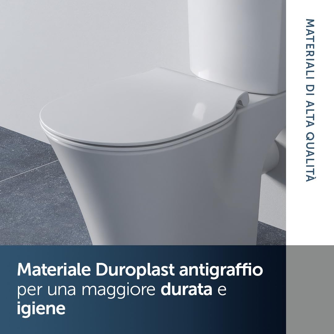 Ideal Standard Connect Air sedile per WC, sottile – Bianco (Alpin) | Sedile per WC con robuste cerniere in acciaio inossidabile, E036501