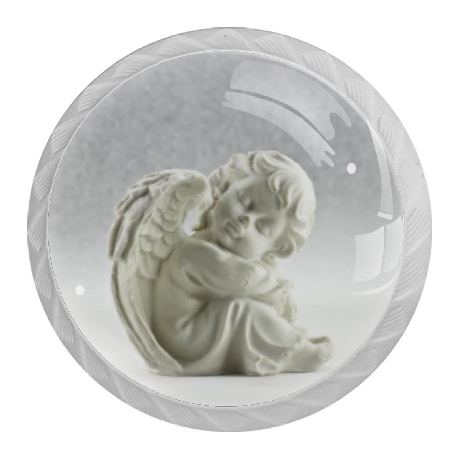 Tqmspg 4 Pieces Drawer Pulls Angel Door Knobs Dresser Handles for Kitchen Wardrobe Cupboard Hardware Furniture